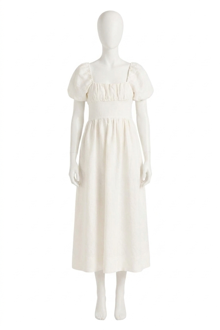 NEW FAITHFULL THE BRAND dalia midi dress in white